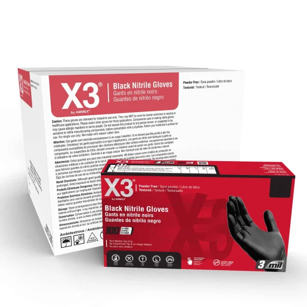 X3 Industrial Black Nitrile Gloves - 3 Mil, Dexterous, Powder-Free - Image 3