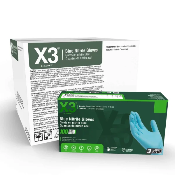 X3 Industrial Blue Nitrile Gloves - Dexterous, Rip-Resistant, Powder-Free - Image 3