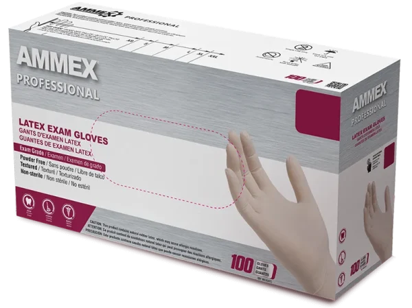 AMMEX Professional Exam Ivory Latex Gloves - Easy Donning, Medical Grade, Powder-Free - Image 2